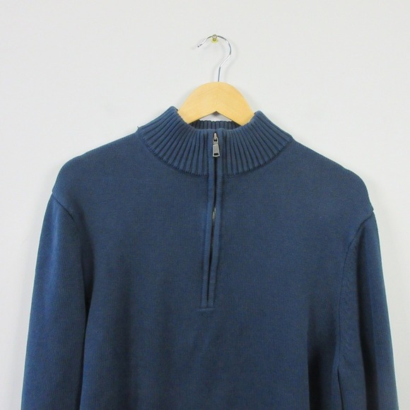 Cuts Clothing 1/4 Zip Long Sleeve Pullover Knit Sweater Men L Blue Casual 656 - Picture 7 of 11